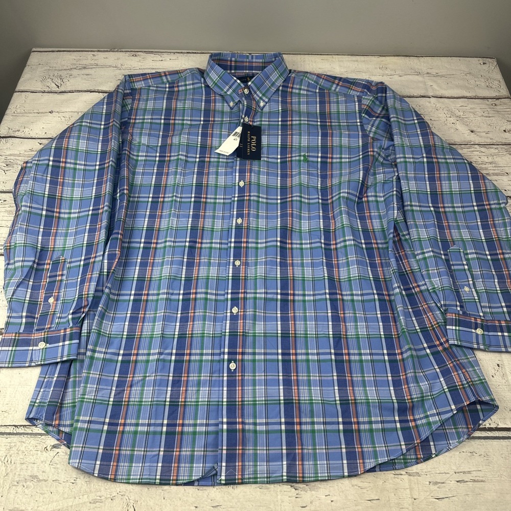 NWT Polo Ralph Lauren‎ Mens Shirt Performance Stretch Colorful Plaid  2XL NEW